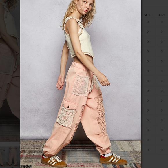 POL “ Kalispell 3 “ POL Distress Cargo Jean Jogger with Crochet Lace 26 - Picture 5 of 5